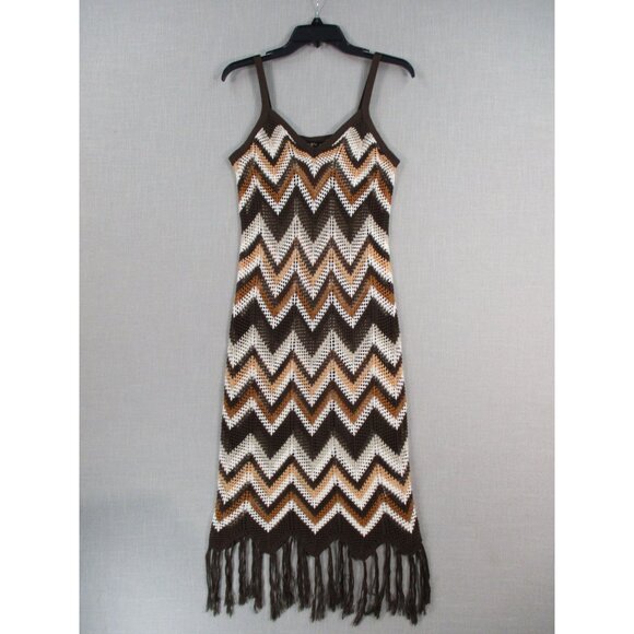 Crochet Chevron Fringe Dress Size M By Almost Famous - Picture 1 of 9